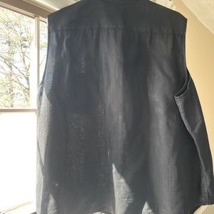 Lauren black linen sleeveless blouse.